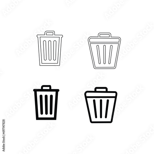 A Simple Line Drawing of Three Trash Cans