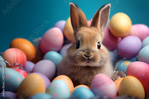 cute Easter bunny with eggs 3d art