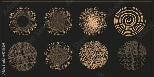 Hand drawn textures and brushes. Artistic collection of design elements: dots, hearts, brush strokes, paint dabs, wavy lines, abstract backgrounds, patterns made with ink. Isolated vector