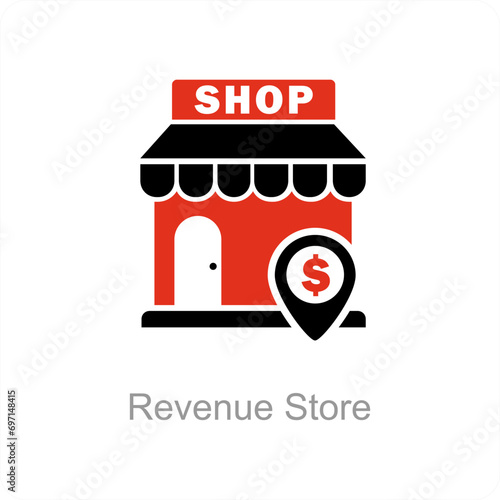 Revenue Store and shop icon concept