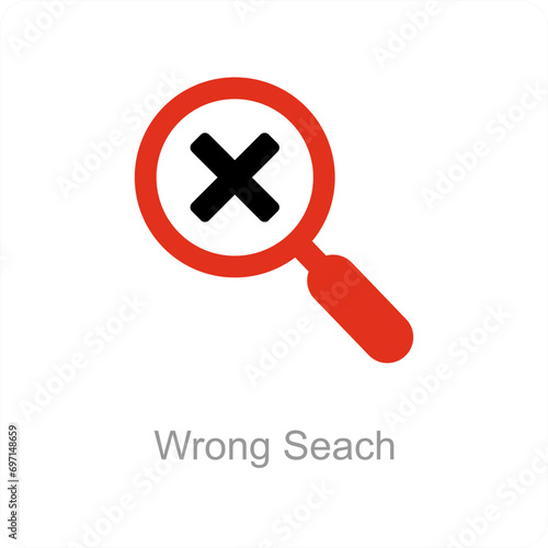 Wrong Search and serach icon concept