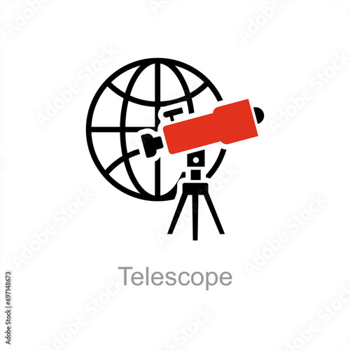 Telescope and spyglass icon concept