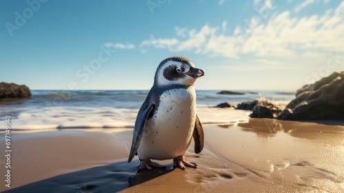 Penguin on the beach photo