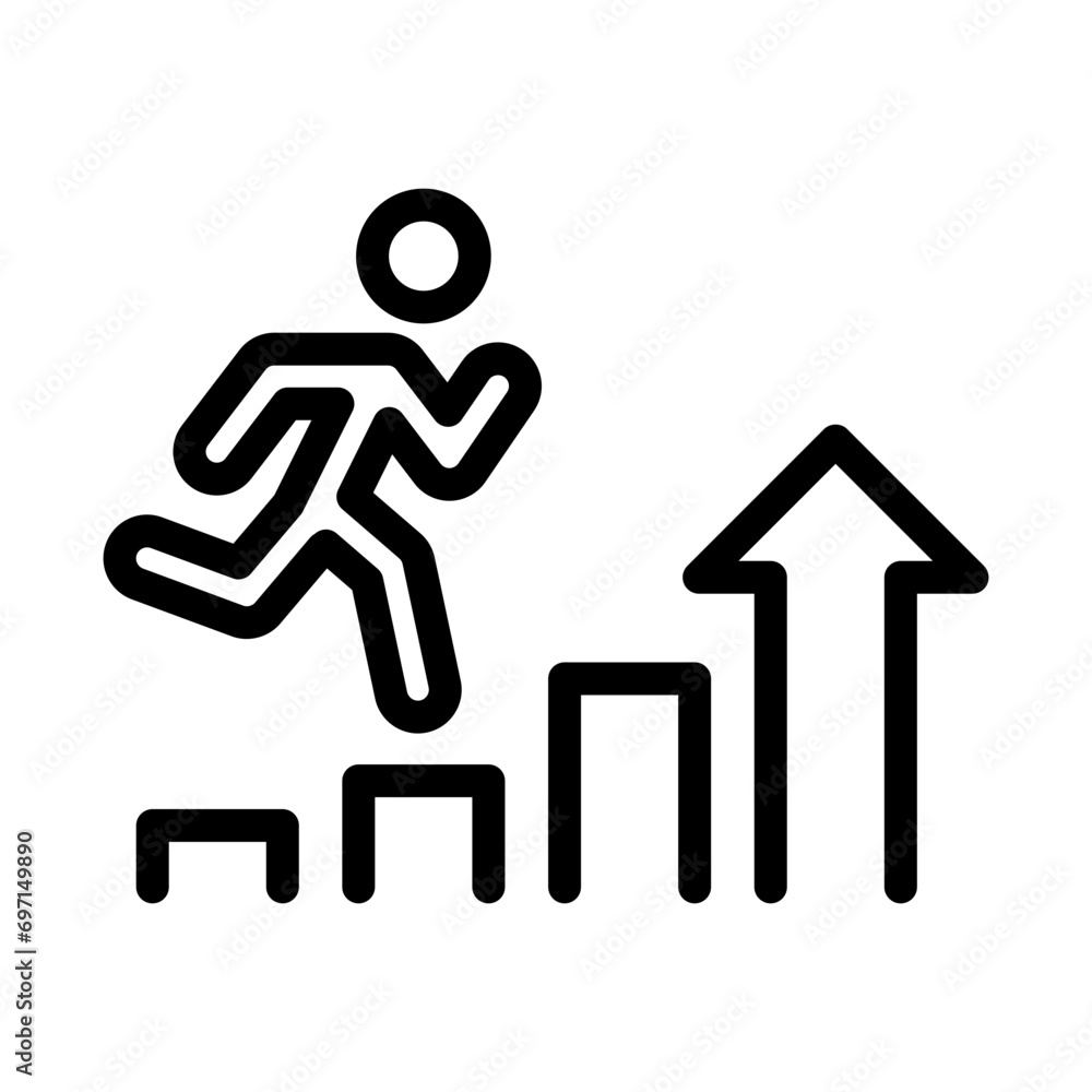 People running on business growth charts. Growth icon in line style People running on business growth charts. Growth icon in line style