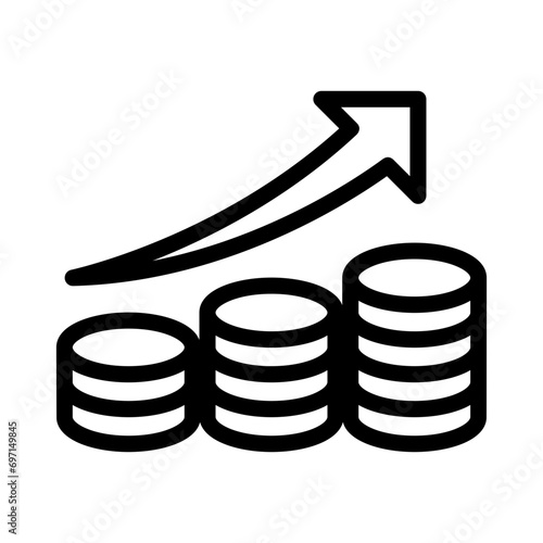 Growth of currency exchange rates. Growth icon in line style
