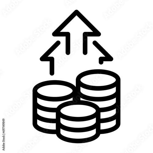 Growth of currency exchange rates. Growth icon in line style