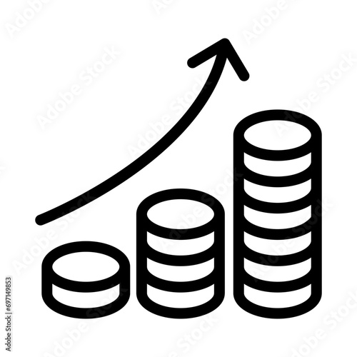 Growth of currency exchange rates. Growth icon in line style