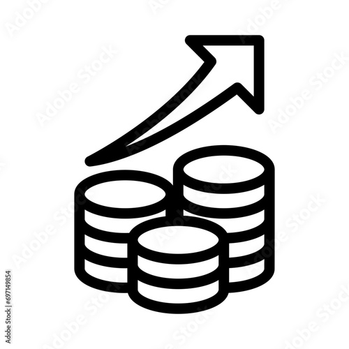 Growth of currency exchange rates. Growth icon in line style