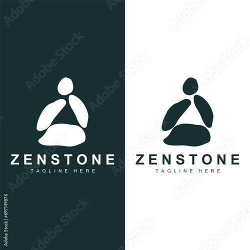 River Rock Design Balance Rock Logo Illustration Symbol Template