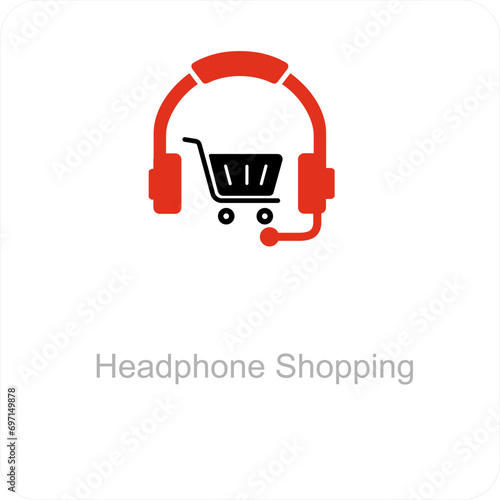 Headphone Shopping and shopping icon concept photo