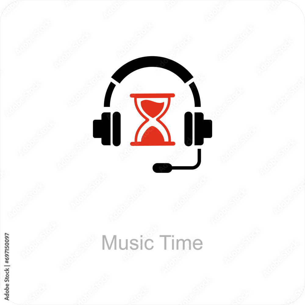 Music Time and music icon concept