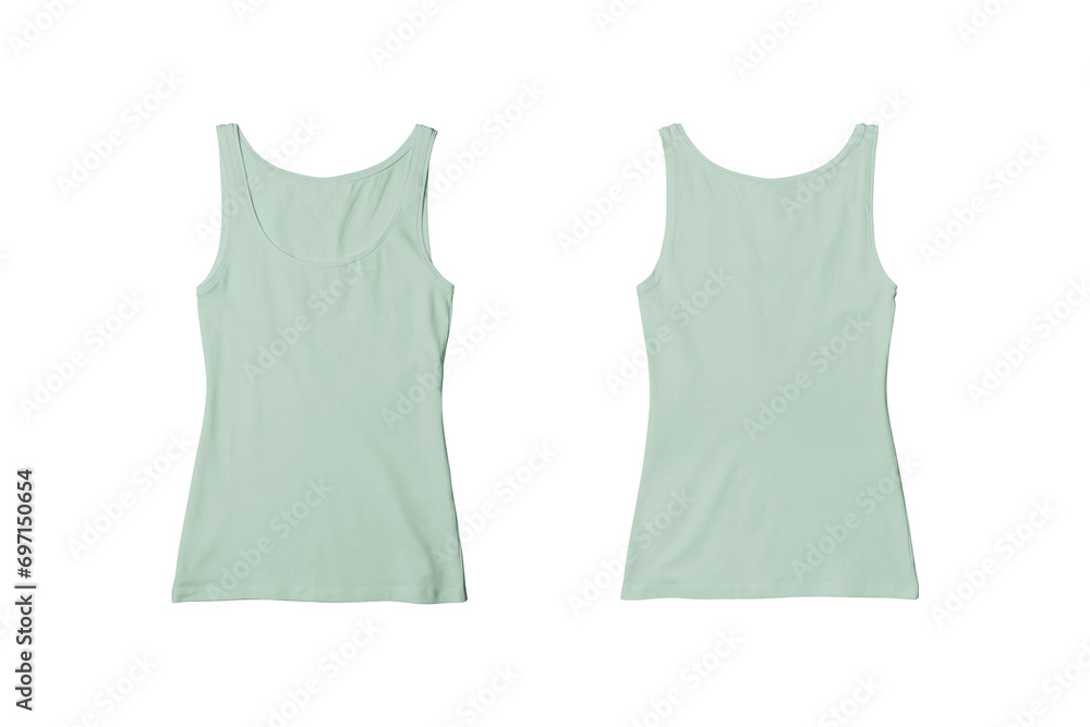Woman Cucumber Ribbed Tank Top Shirt Front and Back View for Product Mockup Woman Cucumber Ribbed Tank Top Shirt Front and Back View for Product Mockup