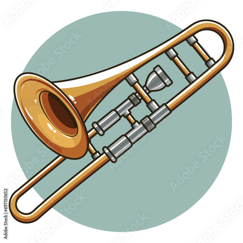 Illustration of a brass golden trombone