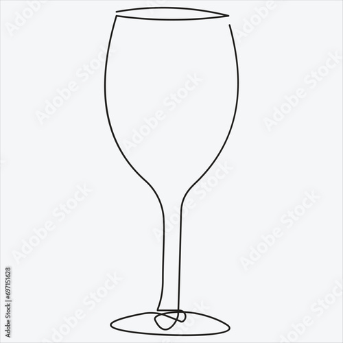 Continuous line hand drawing vector illustration glass art 