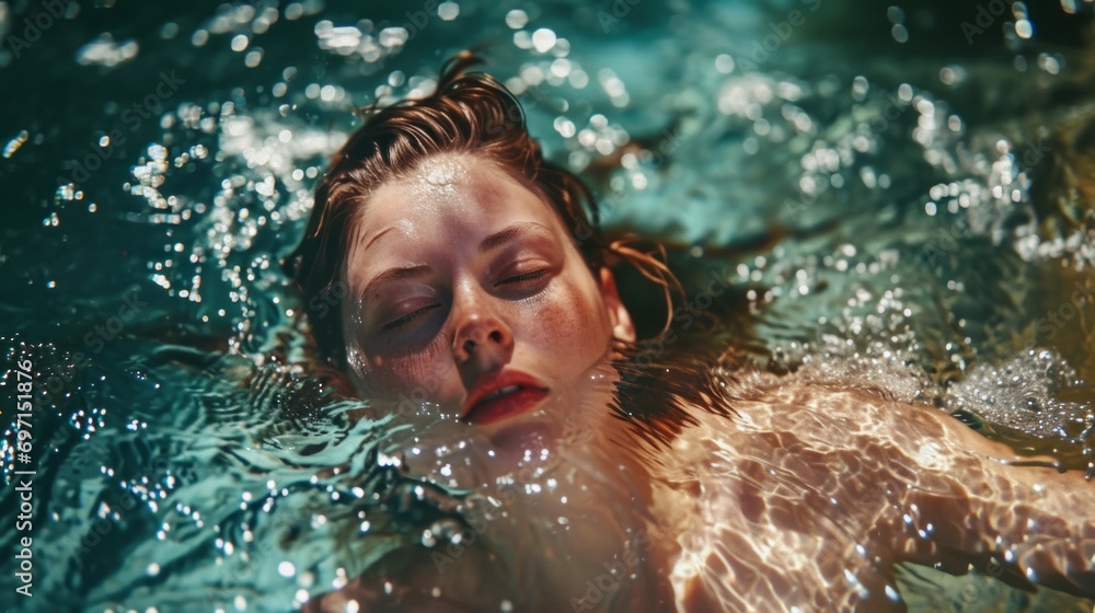a woman lying in water