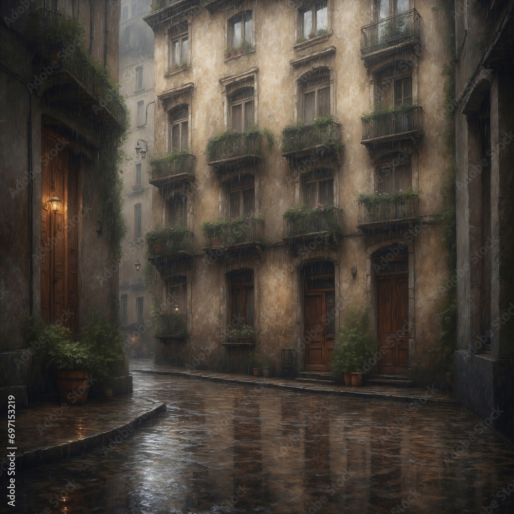A rainy day somewhere in Europe.