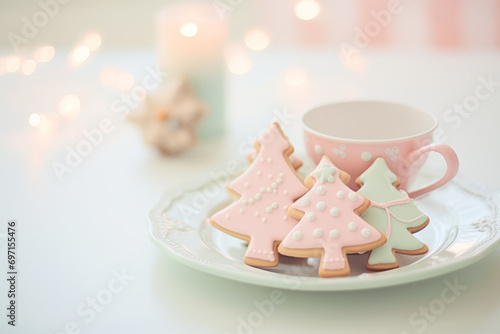 christmas cookies on a plate pastel