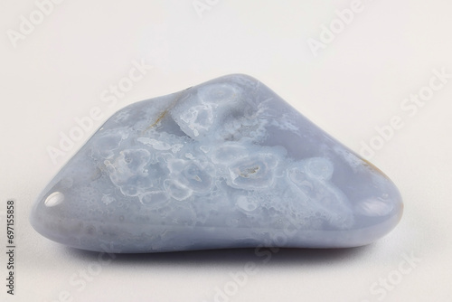 Blue agate consists of chalcedony and quartz. Agate is one of the most common materials used in the art of hardstone carving,