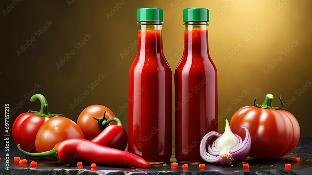 Tomato sauce bottle mockup without label. Tomato sauce bottle mockup without label.