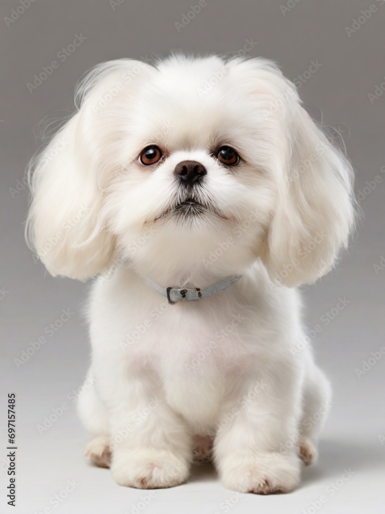 White Shitzu dog long ears White Shitzu dog long ears