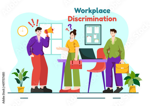 Workplace Discrimination Vector Design Illustration of Employee with Sexual Harassment and Disabled Person for Equal Employment Opportunity