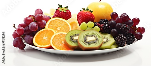 Delicious fruit platter with a variety of colors and flavors.