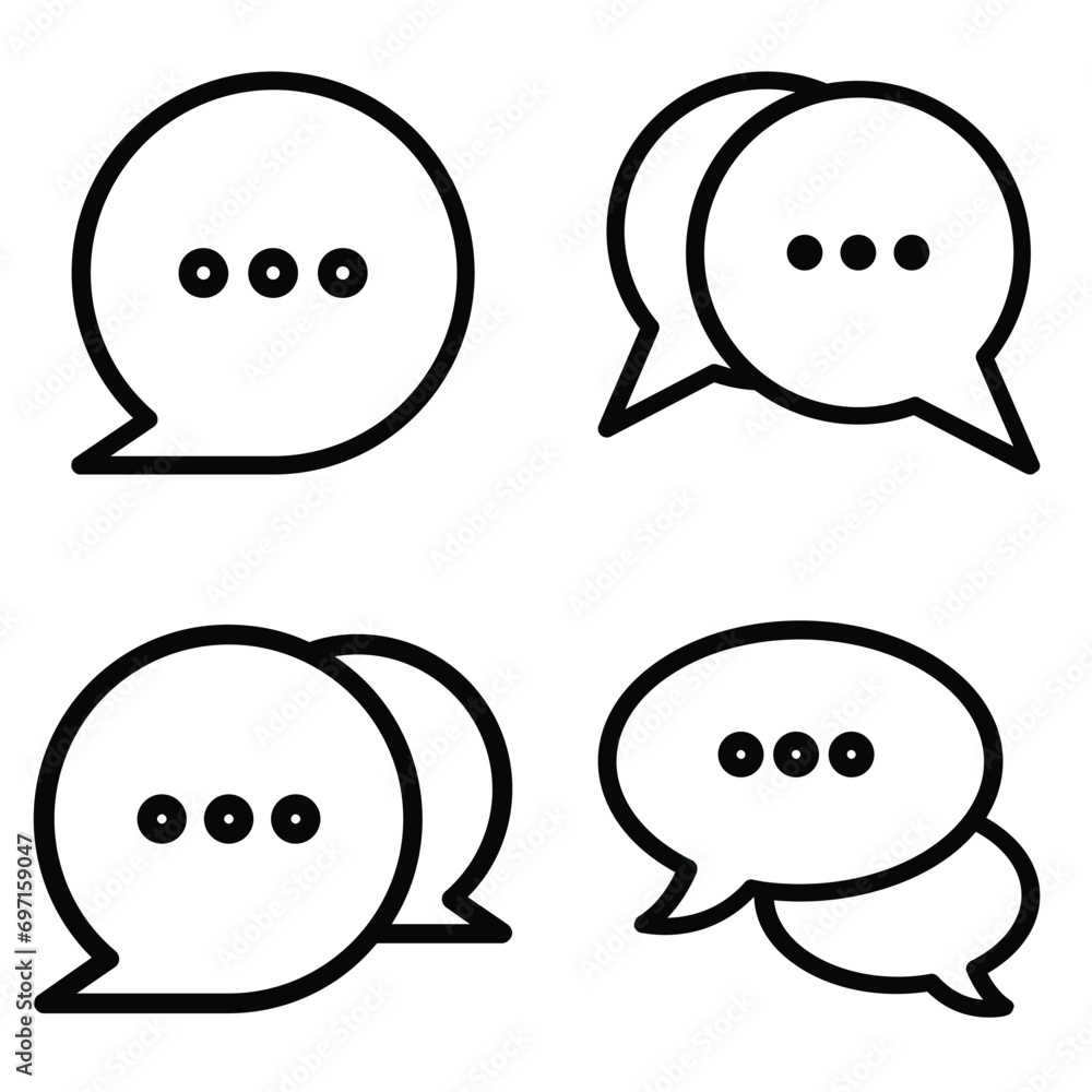 chat message icon set, Chat speech bubble, Social media message. Vector illustration chat message icon set, Chat speech bubble, Social media message. Vector illustration