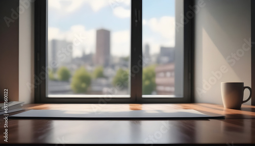 Modern office with empty desk and window 