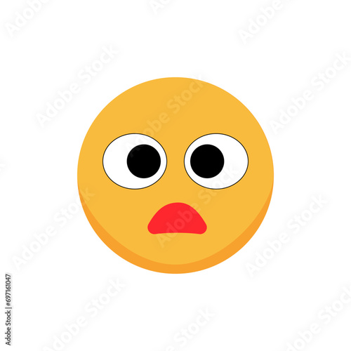 Distressed emoticon. Cartoon emoji. Flat vector