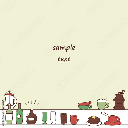 手描きのカフェアイテムのフレーム