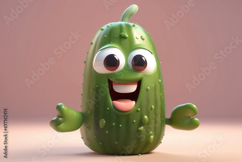 3d cute cucumber character render