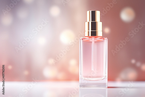 Amber glass cosmetic dropper bottle with lid on a natural blurred background . Skincare products   natural cosmetic. Beauty wellbeing product for face and body care