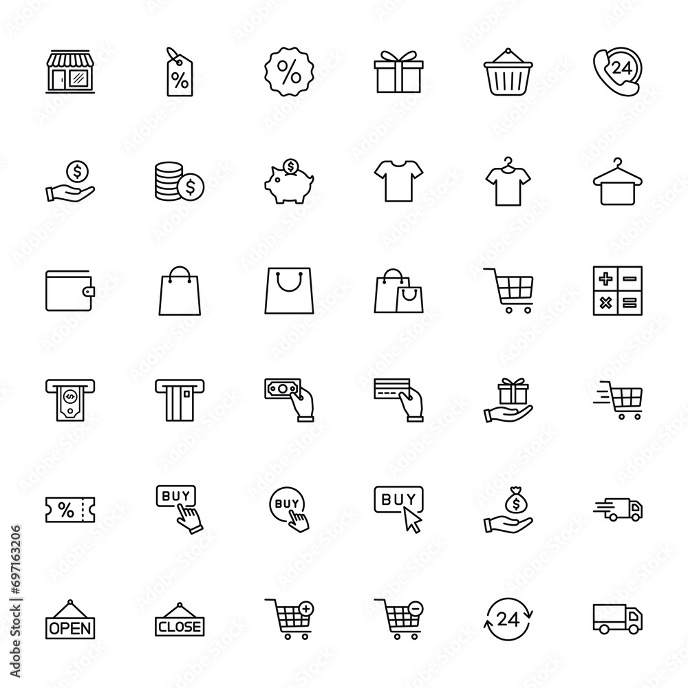 ecommerce icons collection, ecommerce icon set vector, shopping icon set for web, computer and mobile	app