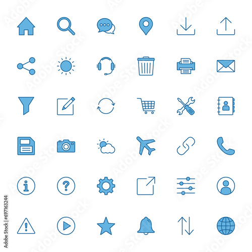 web  icon collection. Contact us icon set for web, computer and mobile app	