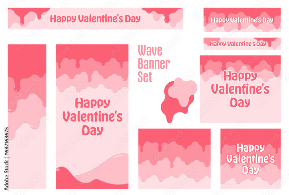 Obraz premium バナーセット_垂れた液体_ピンク