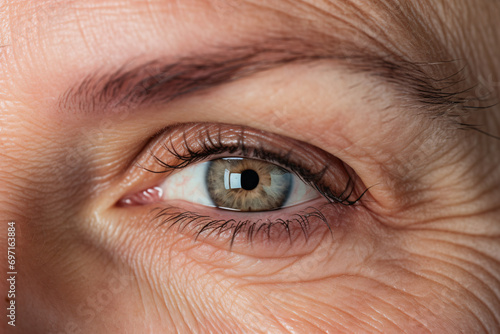 Close up of woman's eye with wrinkles