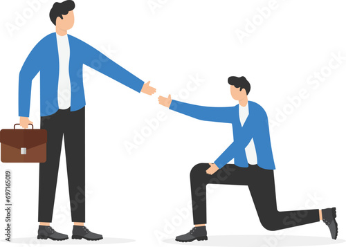 Helping a business or person in need of help. Concept business illustration. Vector flat

