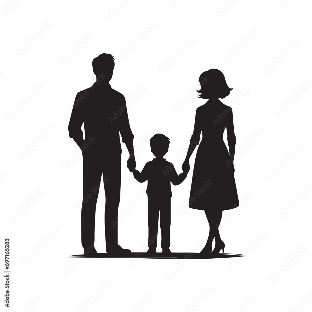 Abstracted Family Ties - Minimallest Silhouette in Elegant Harmony
