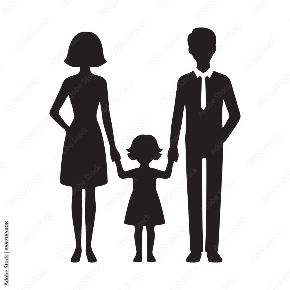 Family Silhouette in Minimalist Splendor - A Subtle Ode to Togetherness
