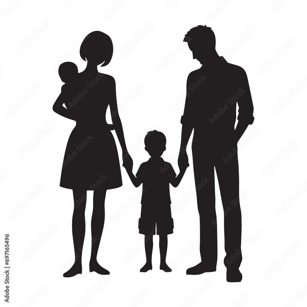 Abstracted Family Ties - Minimallest Silhouette in Elegant Harmony

