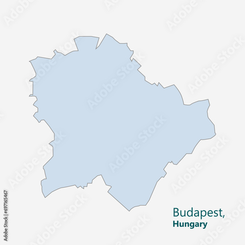 Budapest city map of European country Hungry. Vector, illustration.
