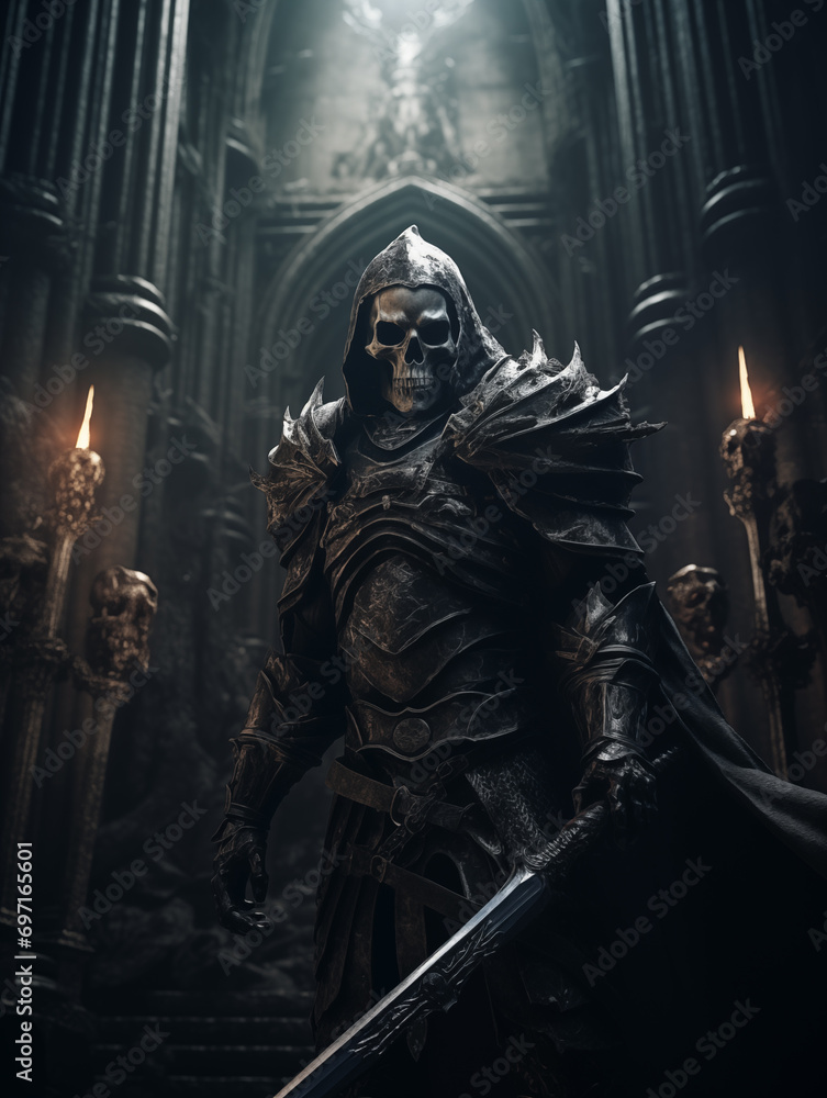 Fantasy Skeleton Warrior Guards Mysterious Dungeon
