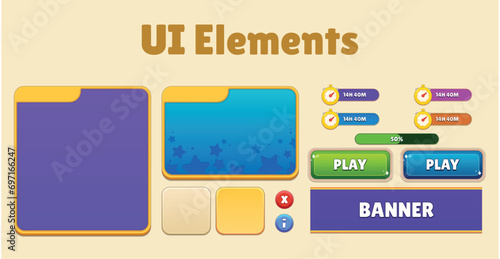 Vector premium vector fantasy game UI kit and elements