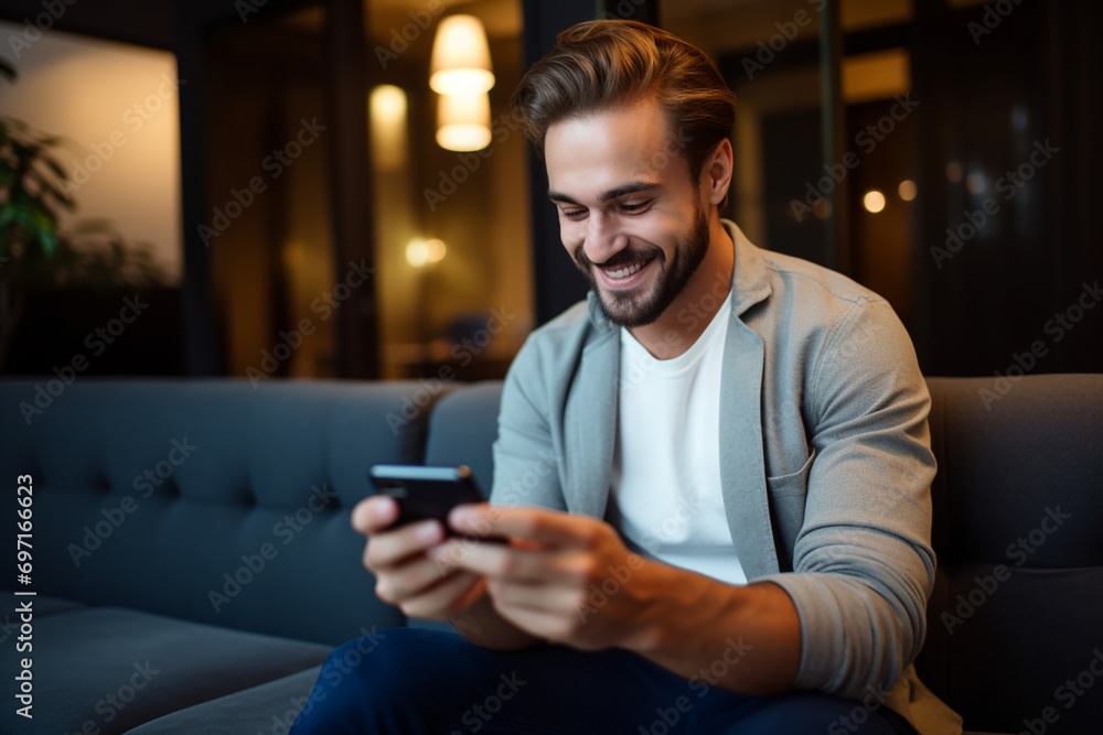 portrait of young male browsing mobile phone