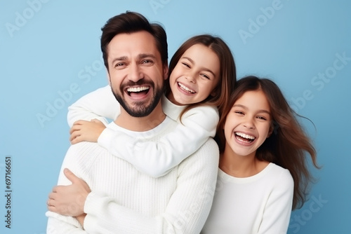portrait of the happy parents with kid looking at camera - isolated