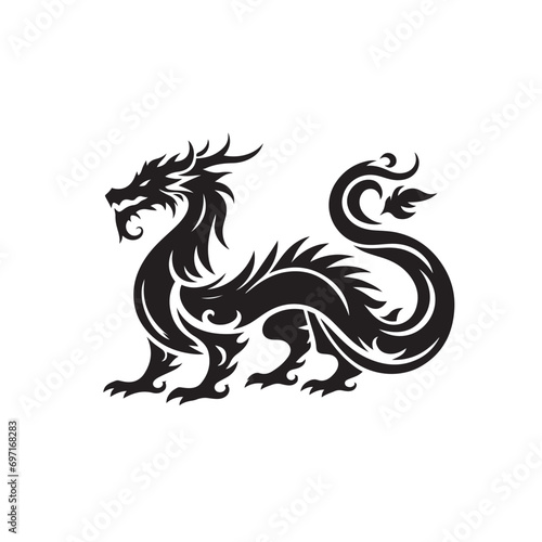 Subtle Dragon Silhouette Essence - Minimalistic Artwork Capturing the Distinctive Features and Elegance of Dragons in a Clean Style Dragon Silhouette 