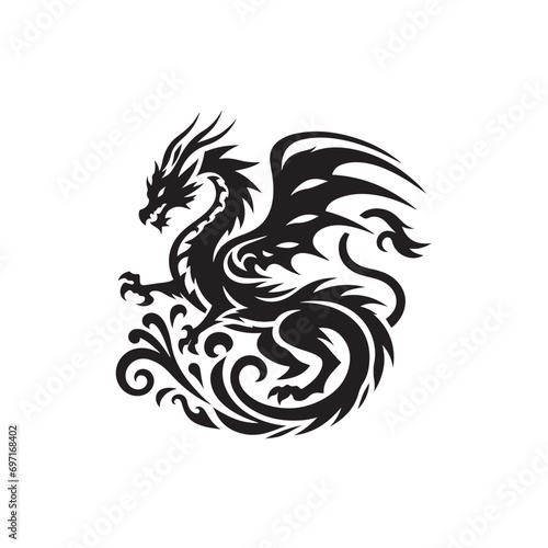 Essence of Dragon Silhouette - Minimalistic Artwork Showcasing the Unique Features and Timeless Beauty of Mythical Dragons Dragon Silhouette 