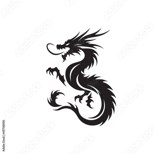 Minimal Dragon Silhouette Elegance - A Subtle and Striking Artistic Representation of Dragons in a Clean and Uncluttered Style Dragon Silhouette 