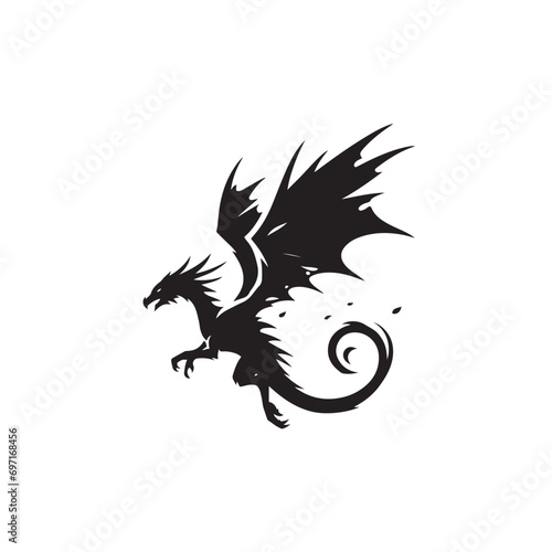 Dragon Minimalism Mastery - Elegant Silhouette Artistry Focused on the Essential Features and Symbolism of Mythical Dragons Dragon Silhouette 