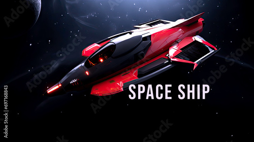 spaceship theme, in the style of advertising art, concore, light black and red, hyperrealistic illustrations photo